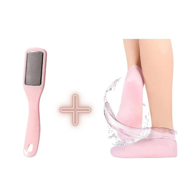 جوارب ترطيب السيليكون مع مبرد القدم – للعناية بالقدم وإزالة التشققات والجلد الميت